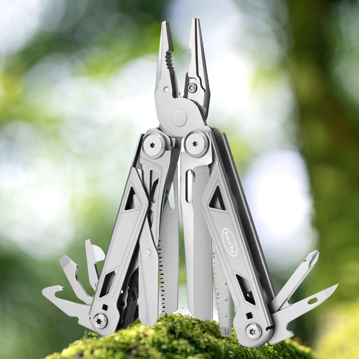 RoverTac Multi Tool Pocket Knife  Tactical Camping Survival Knife Gifts for Men Dad Husband 16 in 1  Multitool Pliers Scissors Saw Corkscrew Bottle Opener Screwdrivers