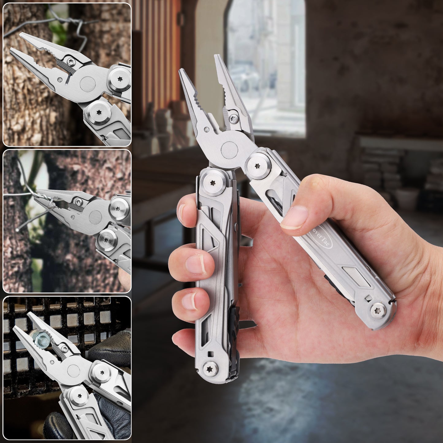 RoverTac Multi Tool Pocket Knife  Tactical Camping Survival Knife Gifts for Men Dad Husband 16 in 1  Multitool Pliers Scissors Saw Corkscrew Bottle Opener Screwdrivers