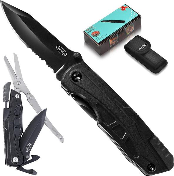 7 Steel Blade Hunting Knife With Fire Starter (with Carrying Case
