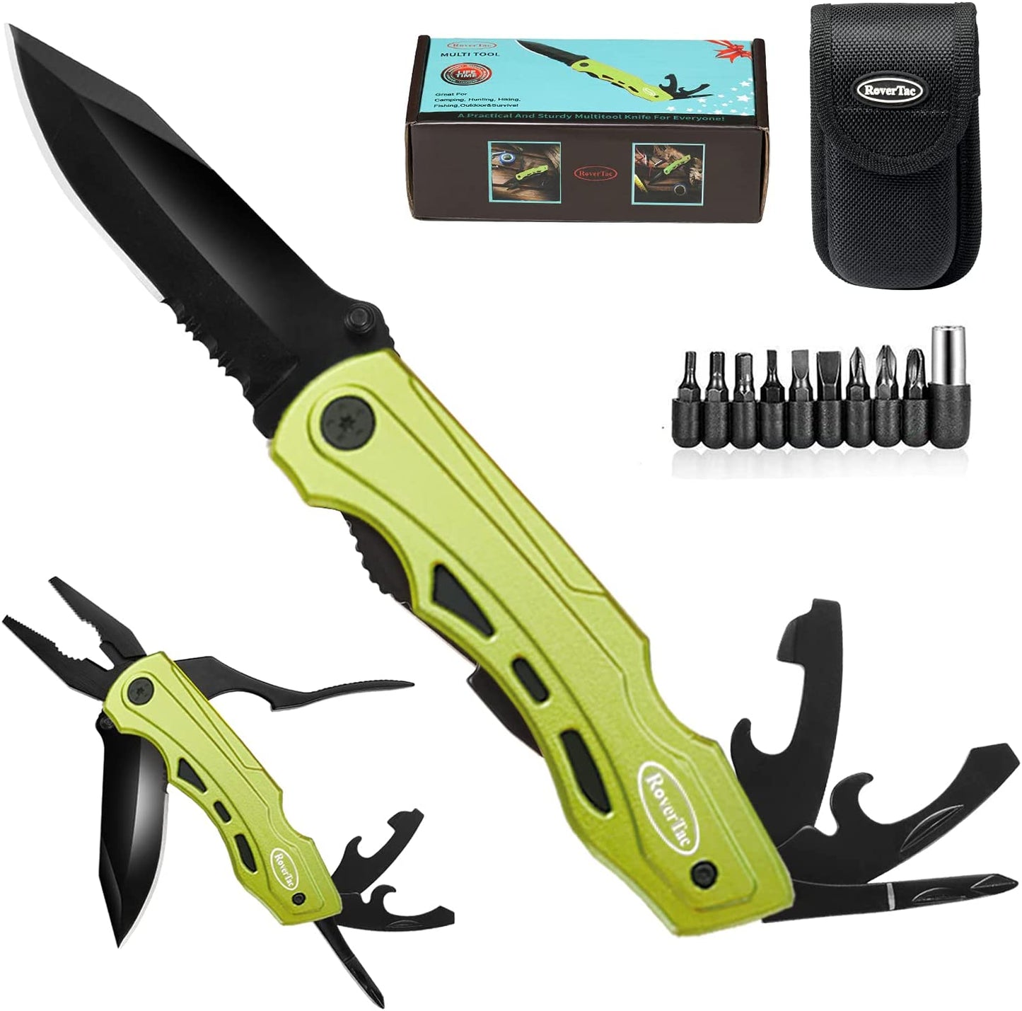 RoverTac Pocket Multitool Knife for Men's Gifts, Gifts for Men Him Husband Boyfriend, Men's Gifts for Birthday Christmas Father's Day, Stocking Stuffers for Men, Cool Tools Gadgets Gifts for Men