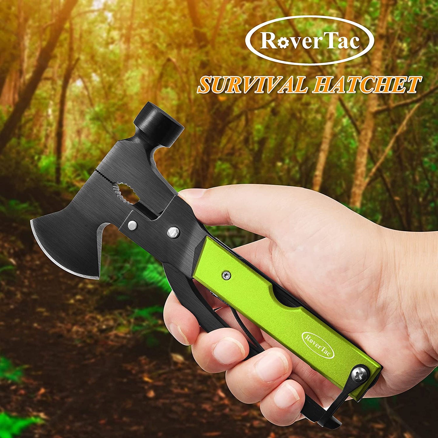 RoverTac Multitool Axe Hatchet Camping Survival Gear Christmas Gifts for Dad Men Husband Him 14-in-1 Multi Tool Gadgets for Mens Gifts Dad Gifts Perfect Multitool Gifts for Camping Hiking Survival