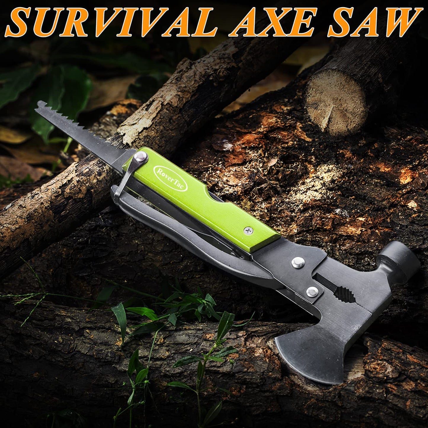 RoverTac Multitool Axe Hatchet Camping Survival Gear Christmas Gifts for Dad Men Husband Him 14-in-1 Multi Tool Gadgets for Mens Gifts Dad Gifts Perfect Multitool Gifts for Camping Hiking Survival